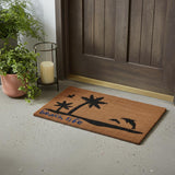 18" X 30" Brown and Black Coir Tropical Beach Life Outdoor Door Mat