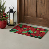 18" X 30" Red and Green Coir Poinsettia Outdoor Christmas Door Mat