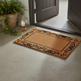 18" X 30" Brown and Black Coir Scrollwork Outdoor Door Mat