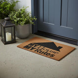 18" X 30" Brown and Black Coir My House My Rules Outdoor Door Mat