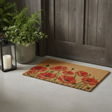 24" X 36" Brown and Red Coir Floral Outdoor Door Mat