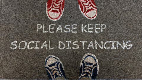 18" X 30" Gray Coir Please Keep Social Distancing Outdoor Door Mat