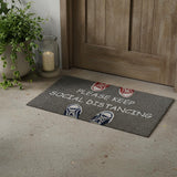 18" X 30" Gray Coir Please Keep Social Distancing Outdoor Door Mat