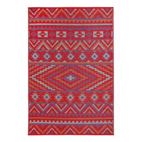 4' X 6' Red Geometric Indoor Outdoor Area Rug