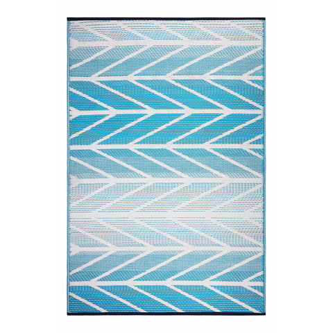 5' X 8' Aqua Geometric Indoor Outdoor Area Rug