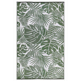 4' X 6' Green Floral Machine Braided Distressed Area Rug With UV Protection