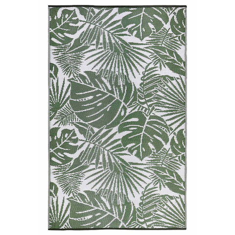 4' X 6' Green Floral Machine Braided Distressed Area Rug With UV Protection