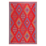 3' X 5' Red Geometric Indoor Outdoor Area Rug