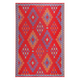 5' X 8' Red Geometric Indoor Outdoor Area Rug
