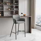30" Slate Gray And Black Fabric And Steel Bar Height Bar Chair
