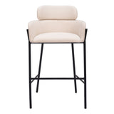 30" Beige And Black Fabric And Steel Bar Height Bar Chair