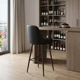 30" Black And Bronze Faux Leather And Fabric And Steel Bar Height Swivel Bar Chair