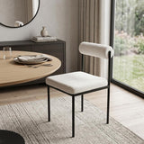 Ivory And Black And Ivory Faux Fur Open Back Dining Side Chair