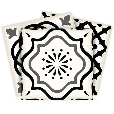 12" X 12" Black and White Multi Peel and Stick Removable Tiles