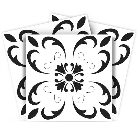 12" X 12" Black and White Delia Peel and Stick Removable Tiles