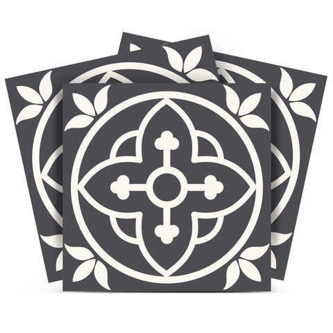 12" X 12" Tulipa Gray and White Peel and Stick Removable Tiles