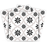 12" X 12" Black and White Lil Daisy Peel and Stick Removable Tiles