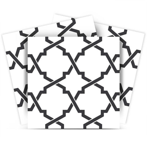 12" X 12" Black and White Prism Peel and Stick Removable Tiles