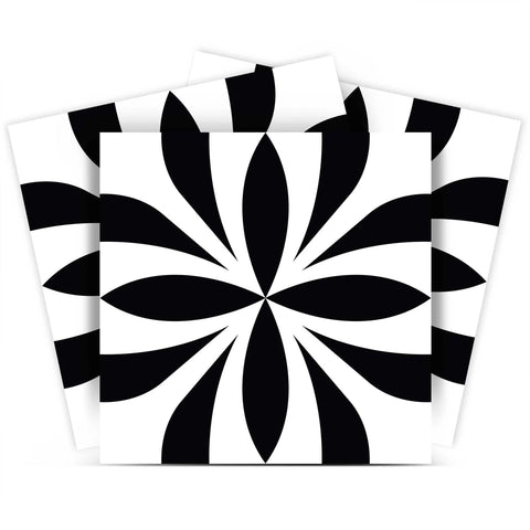 12" X 12" Black and White Colla Peel and Stick Removable Tiles