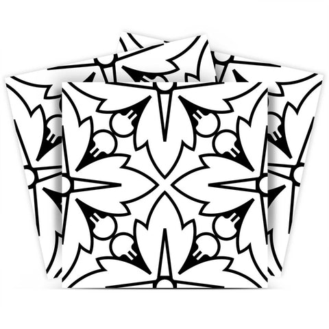 12" X 12" White and Black Cross Peel and Stick Removable Tiles