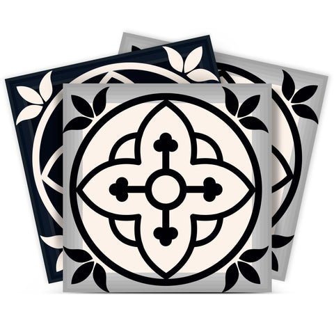 12" X 12" Black and White Rory Peel and Stick Removable Tiles