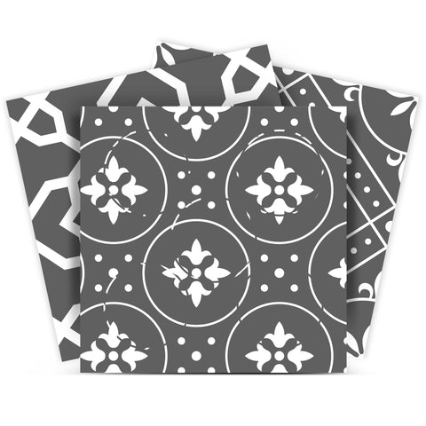 12" X 12" Gray and White Mosaic Peel and Stick Removable Tiles