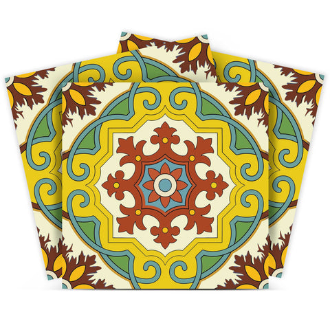 12" X 12" Green Yellow Fortuna Peel and Stick Removable Tiles