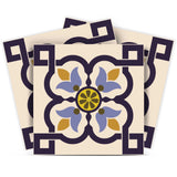 12" X 12" Blue and Yellow Azul Flora Peel and Stick Removable Tiles