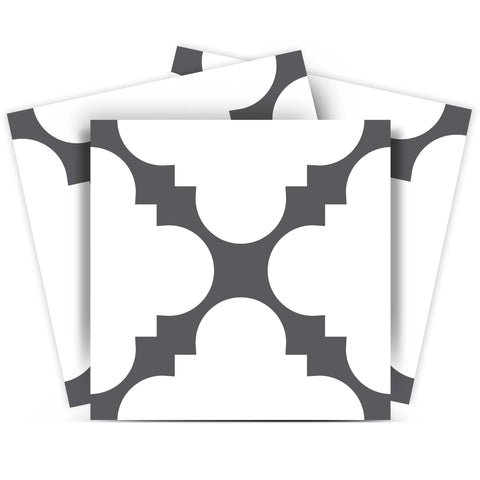 12" X 12" Dark Gray and White Tri Peel and Stick Tiles