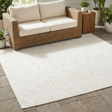 9' Ivory And White Square Geometric Indoor Outdoor Area Rug