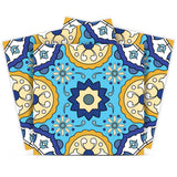 12" X 12" Aqua Floral Peel and Stick Removable Tiles