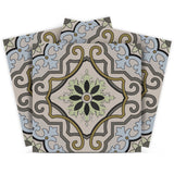 12" X 12" Taupe and Blue Scroll Peel and Stick Tiles