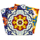 12" X 12" Blue And Yellow Mosaic Peel And Stick Removable Tiles