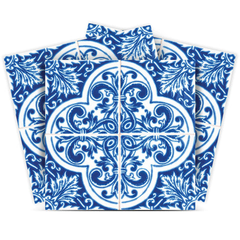12" X 12" Blue and White Cross Peel And Stick Tiles