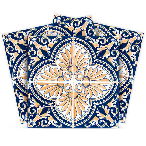 12" X 12" Blue and Yellow Nelly Peel And Stick Removable Tiles