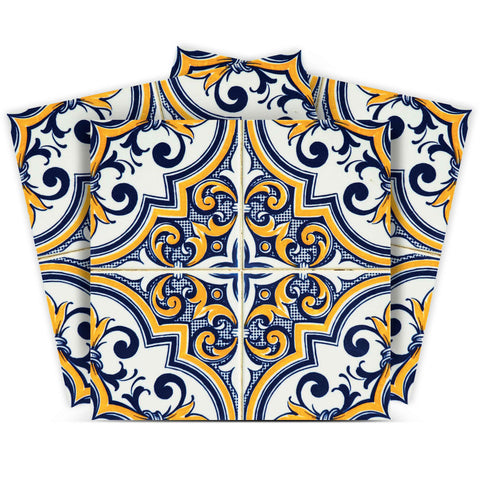 12" X 12" Blue and Yellow Neutral Gina Peel And Stick Removable Tile