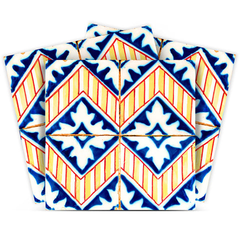 12" X 12" Blue Yellow Zig Peel and Stick Tiles