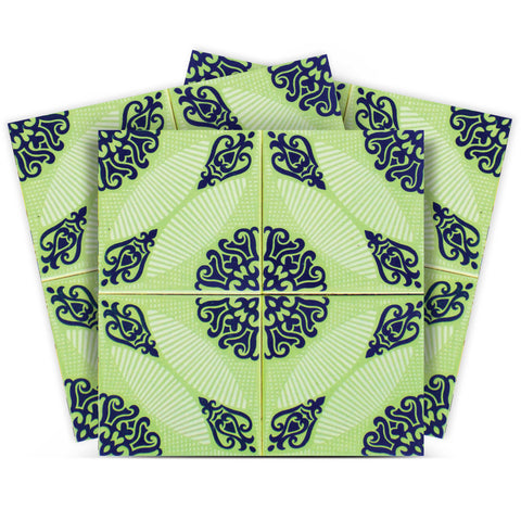 12" X 12" Green Aegean Orb Removable Peel and Stick Tiles