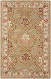 3' X 4' Ivory Sage and Tan Wool Floral Area Rug