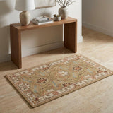 3' X 4' Ivory Sage and Tan Wool Floral Area Rug