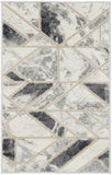 2' X 3' Ivory and Gray Geometric Non Skid Area Rug