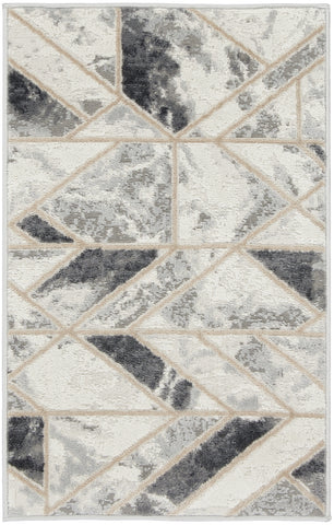 2' X 3' Ivory and Gray Geometric Non Skid Area Rug