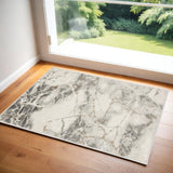 2' X 3' Ivory and Gray Abstract Non Skid Area Rug