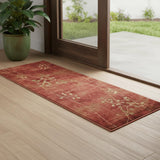 6' Red And Green Floral Non Skid Runner Rug