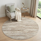 5' Ivory and Gray Abstract Non Skid Round Rug