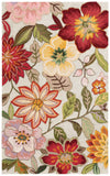 4' X 6' Ivory Tan and Red Floral Area Rug