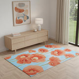 4' X 6' Blue Green and Red Floral Area Rug