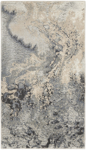 2' X 4' Gray Beige and Ivory Abstract Area Rug