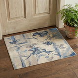 2' X 3' Ivory And Blue Floral Area Rug