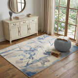 4' X 6' Ivory And Blue Floral Area Rug